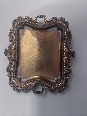 Ornate Decorative Jewelry Tray in Antique Gold